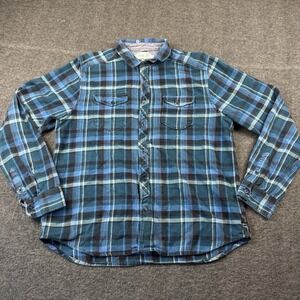 Troy Lee Designs Flannel Mens XL Blue Plaid Shirt Button Pocket Bike MTB